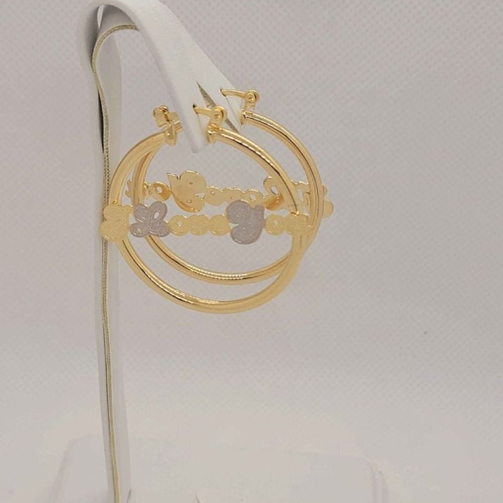 Brand New Brazilian 18k Gold Filled " I LOVE YOU"  Earrings - Picture 2 of 4